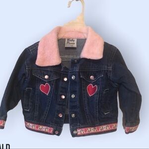 Baby Paris jean jacket , pink trim